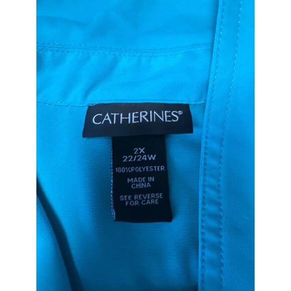 Catherines Womens Turquoise Lightweight Zip-Front Jacket Size 2X 22/24W - Picture 6 of 7